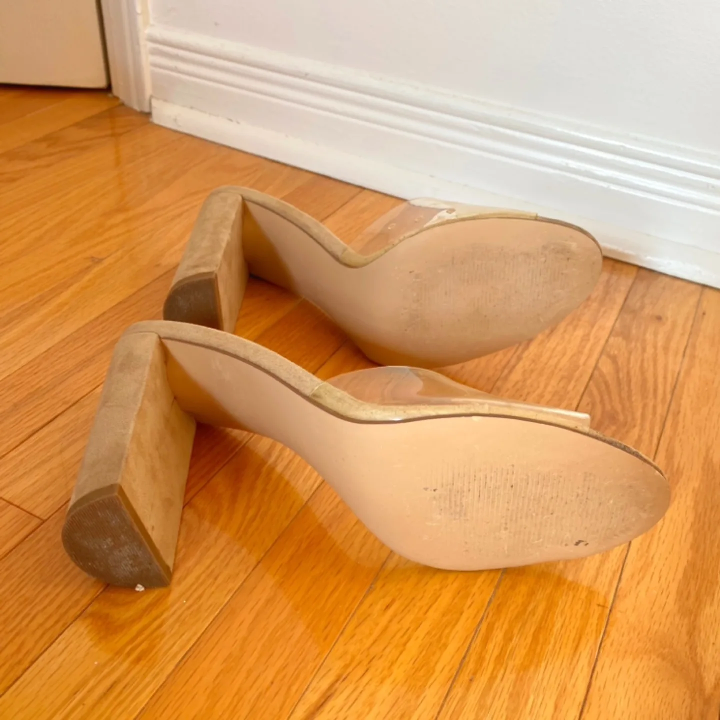 Steve Madden Clear and Nude Block Heel Mules image indicator(7)