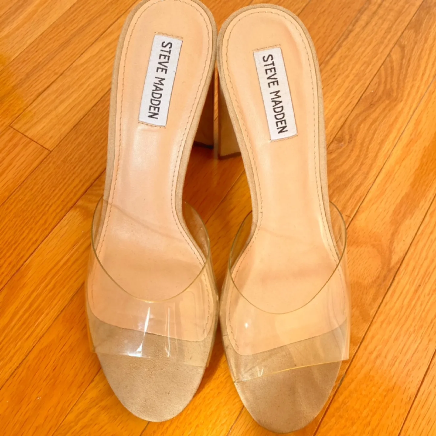 Steve Madden Clear and Nude Block Heel Mules image indicator(8)
