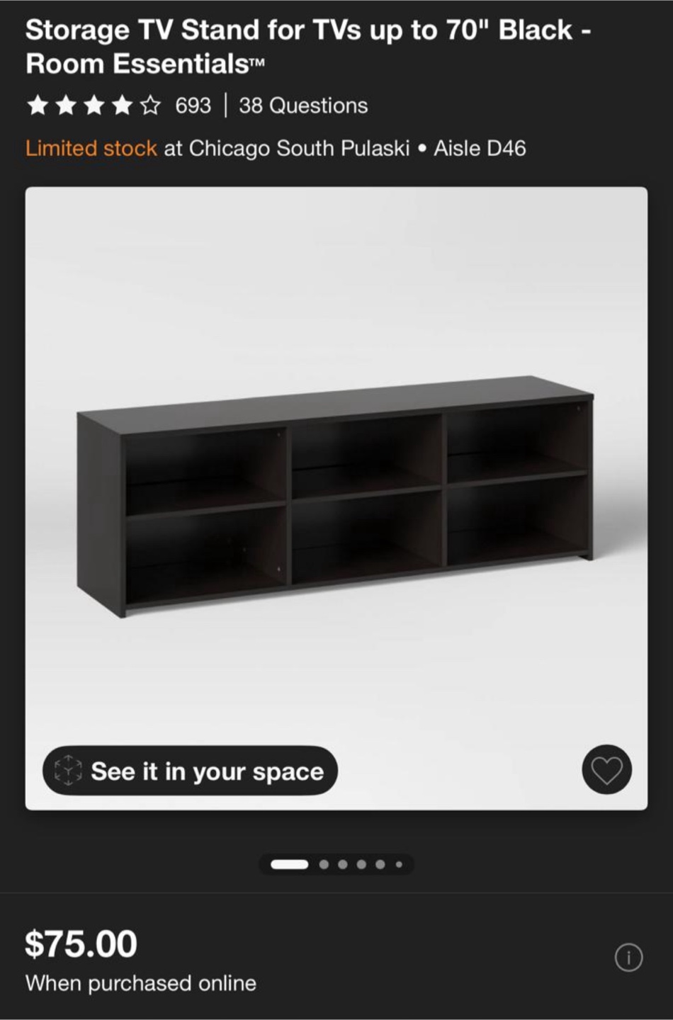Room Essentials TV Stand for TVs up to 70" - photo 2