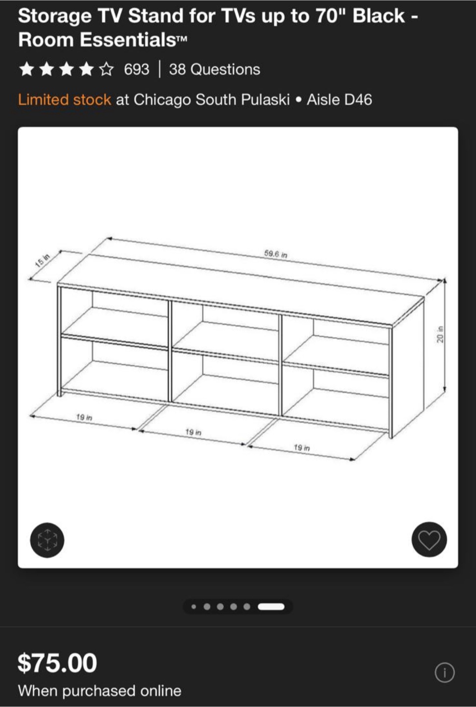 Room Essentials TV Stand for TVs up to 70" - photo 3