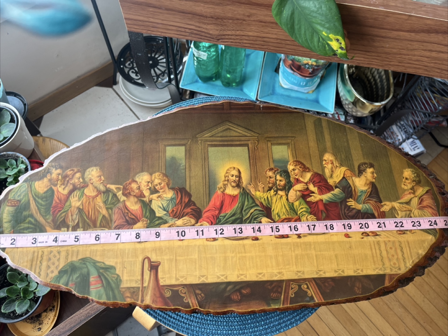 Art- “The Last Supper”, Vintage Decoupage on tree slice - photo 3
