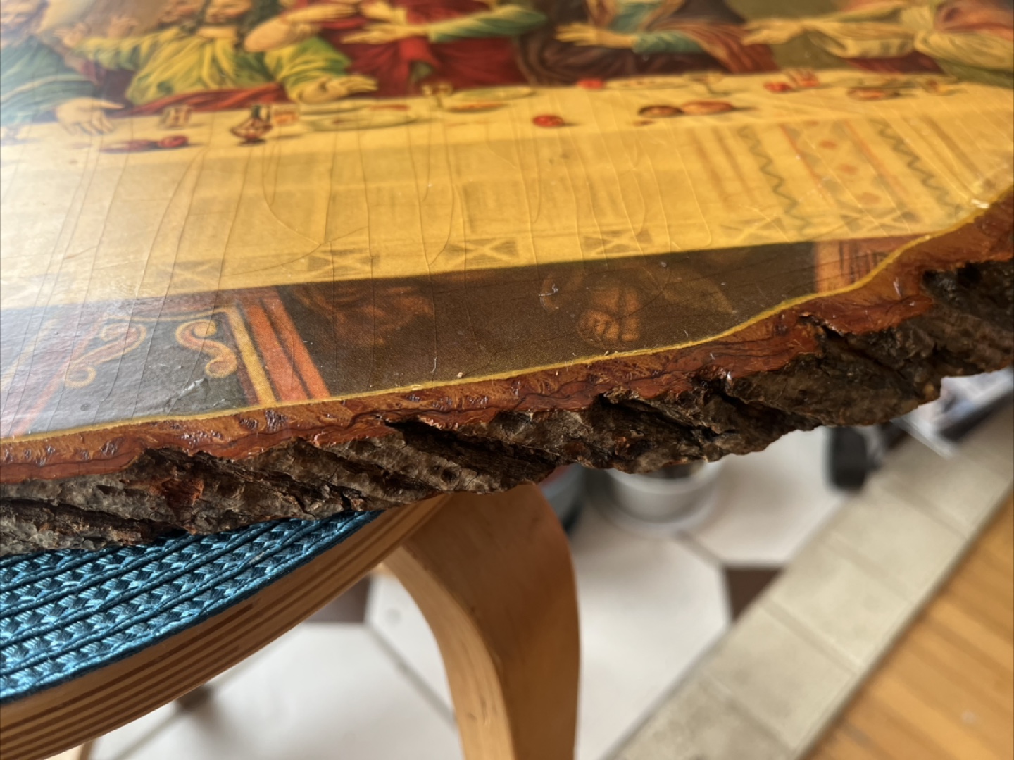 Art- “The Last Supper”, Vintage Decoupage on tree slice - photo 2