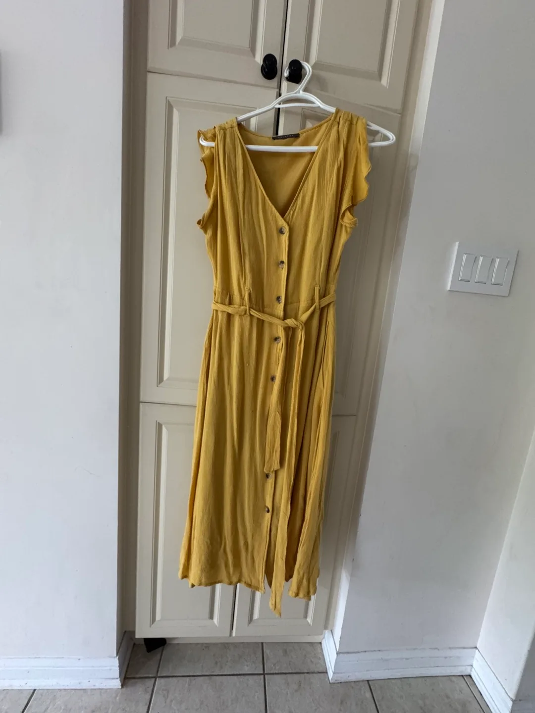 Mustard Yellow Button-Down Midi Dress thumbnail