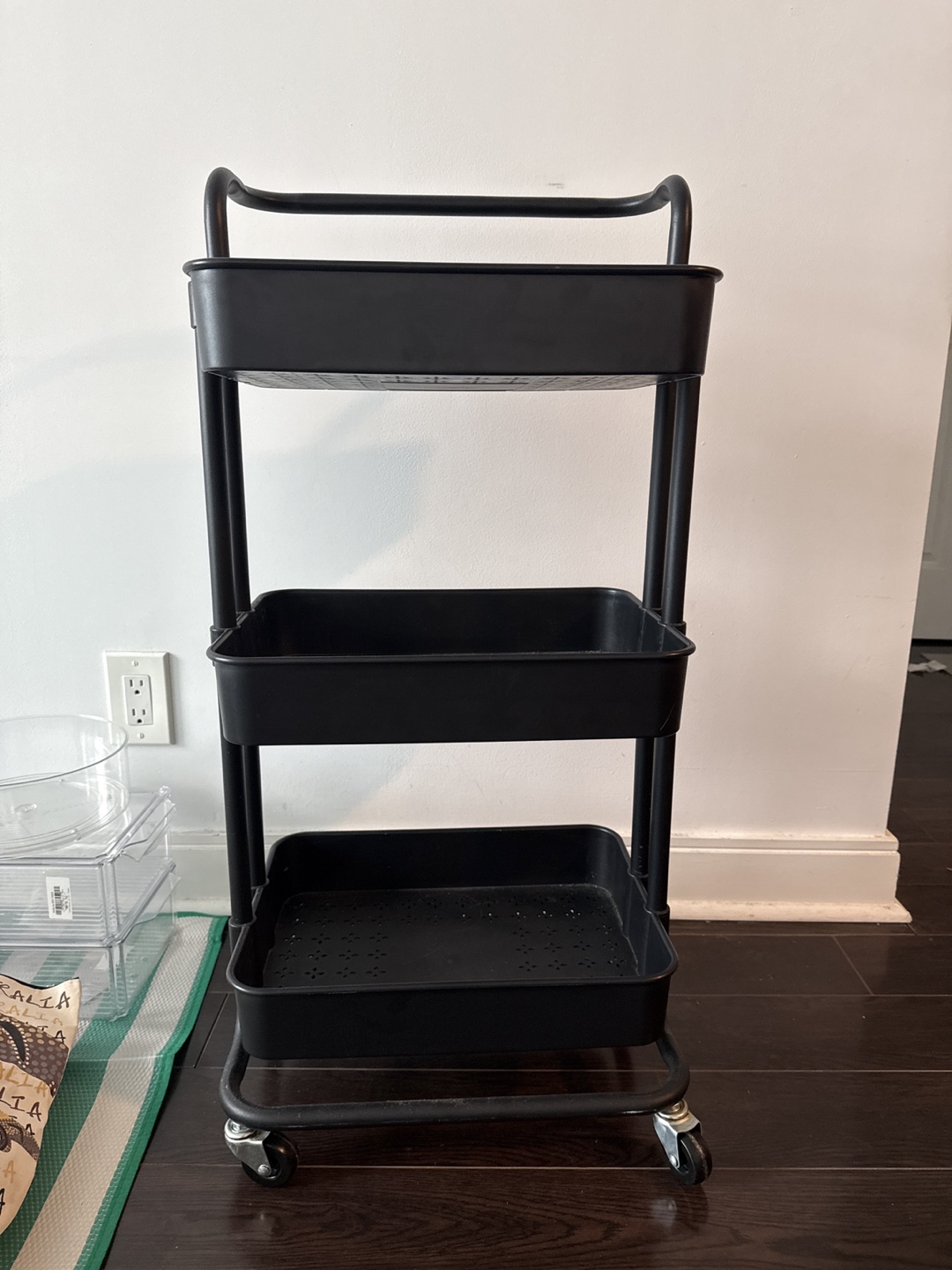 Black 3-Tier Rolling Cart