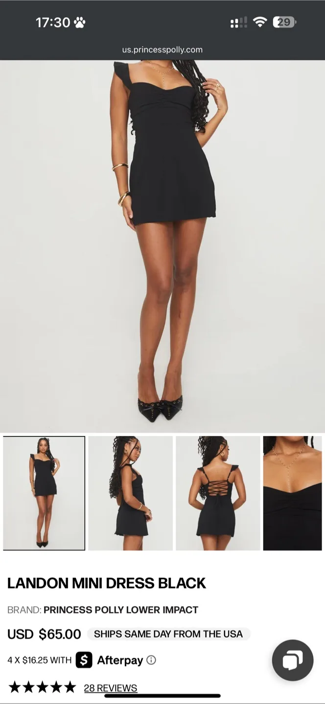 Brand New Princess Polly Landon Mini Dress - Black thumbnail