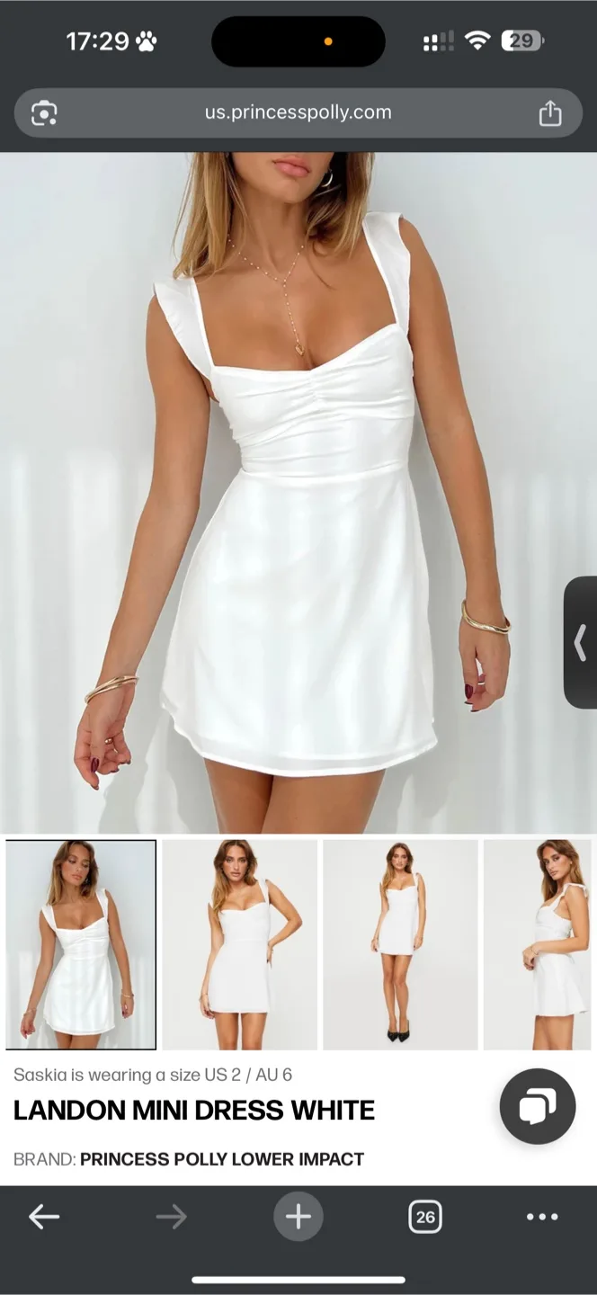 Brand New Princess Polly Landon Mini Dress White thumbnail