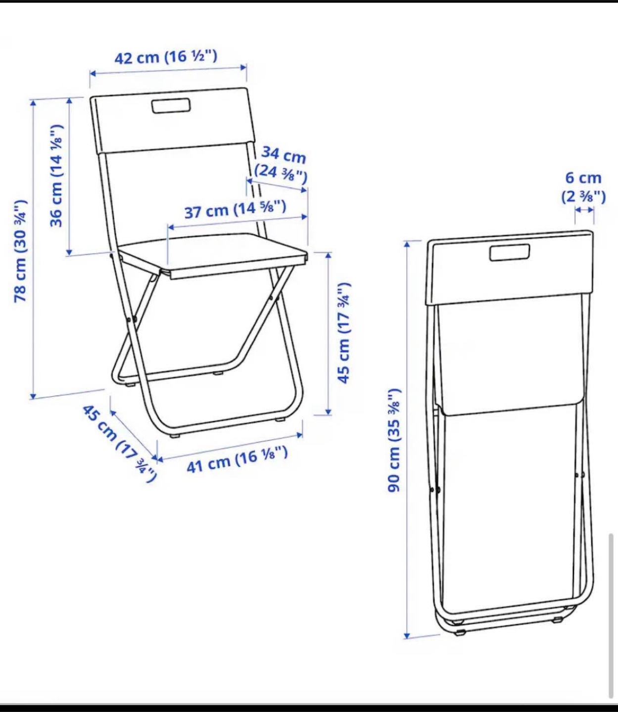 IKEA foldable chair - black (x2) - photo 2