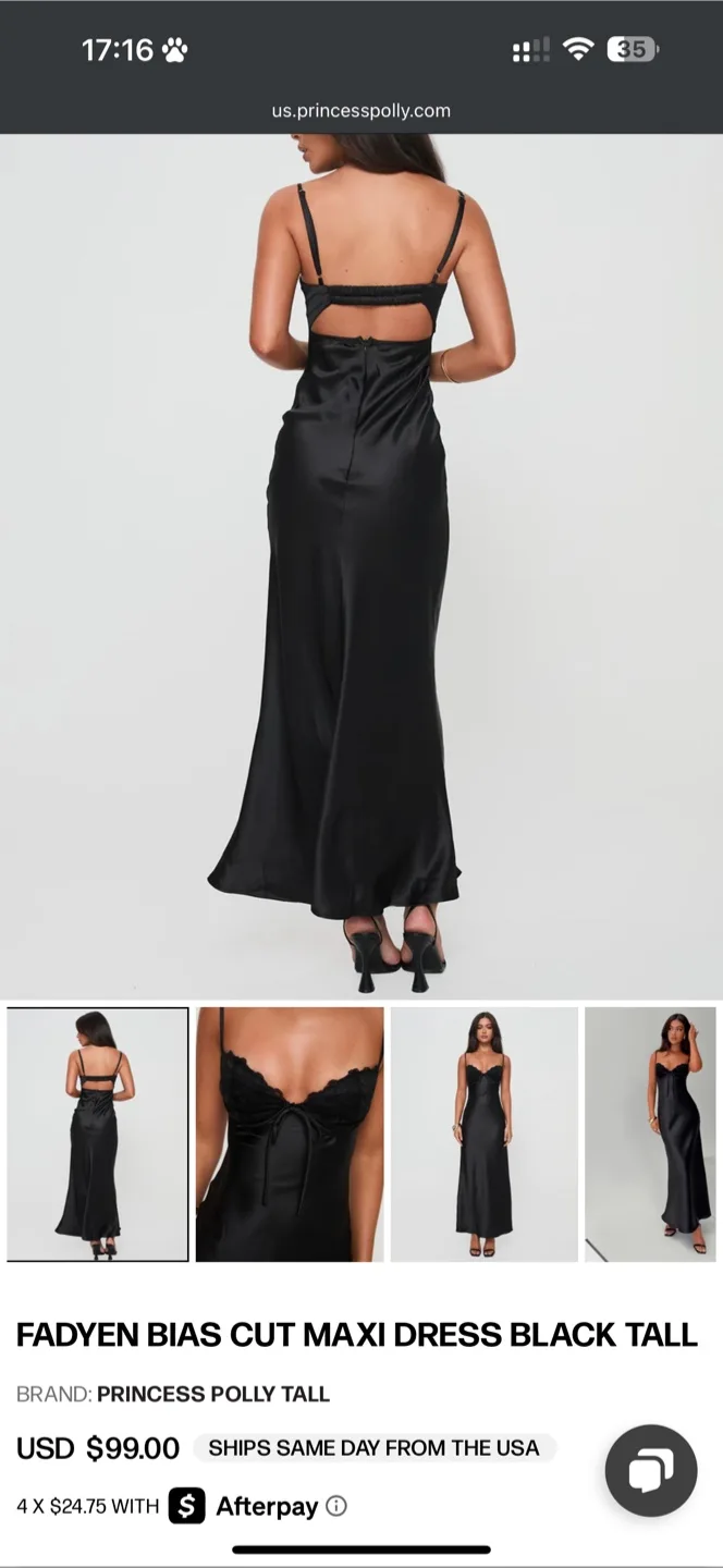 Brand New Princess Polly Fadyen Bias Cut Maxi Dress thumbnail