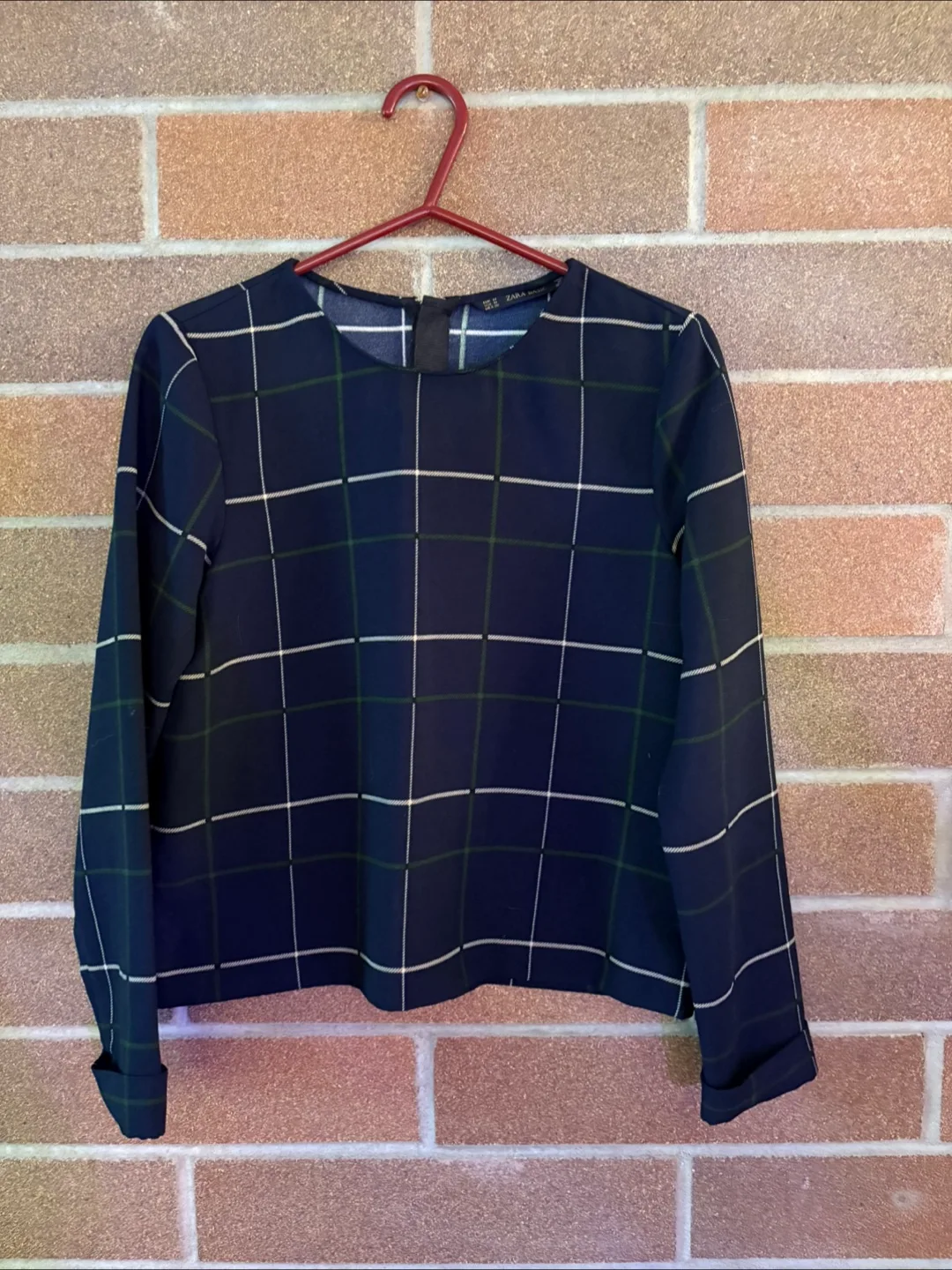 Zara Basic Women's Plaid Long Sleeve Blouse - Size M thumbnail