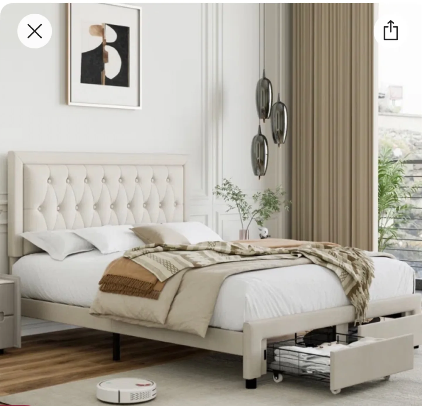 Full double size black faux leather Frame image indicator(3)