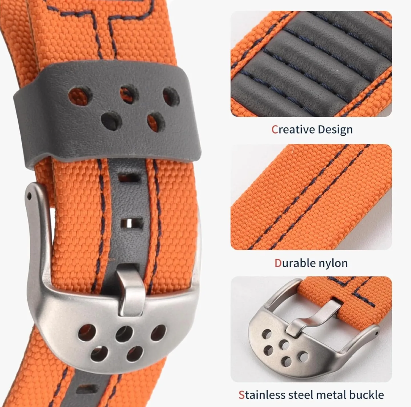 Wristitani Apple Watch Band - Orange Nylon & Leather image indicator(6)