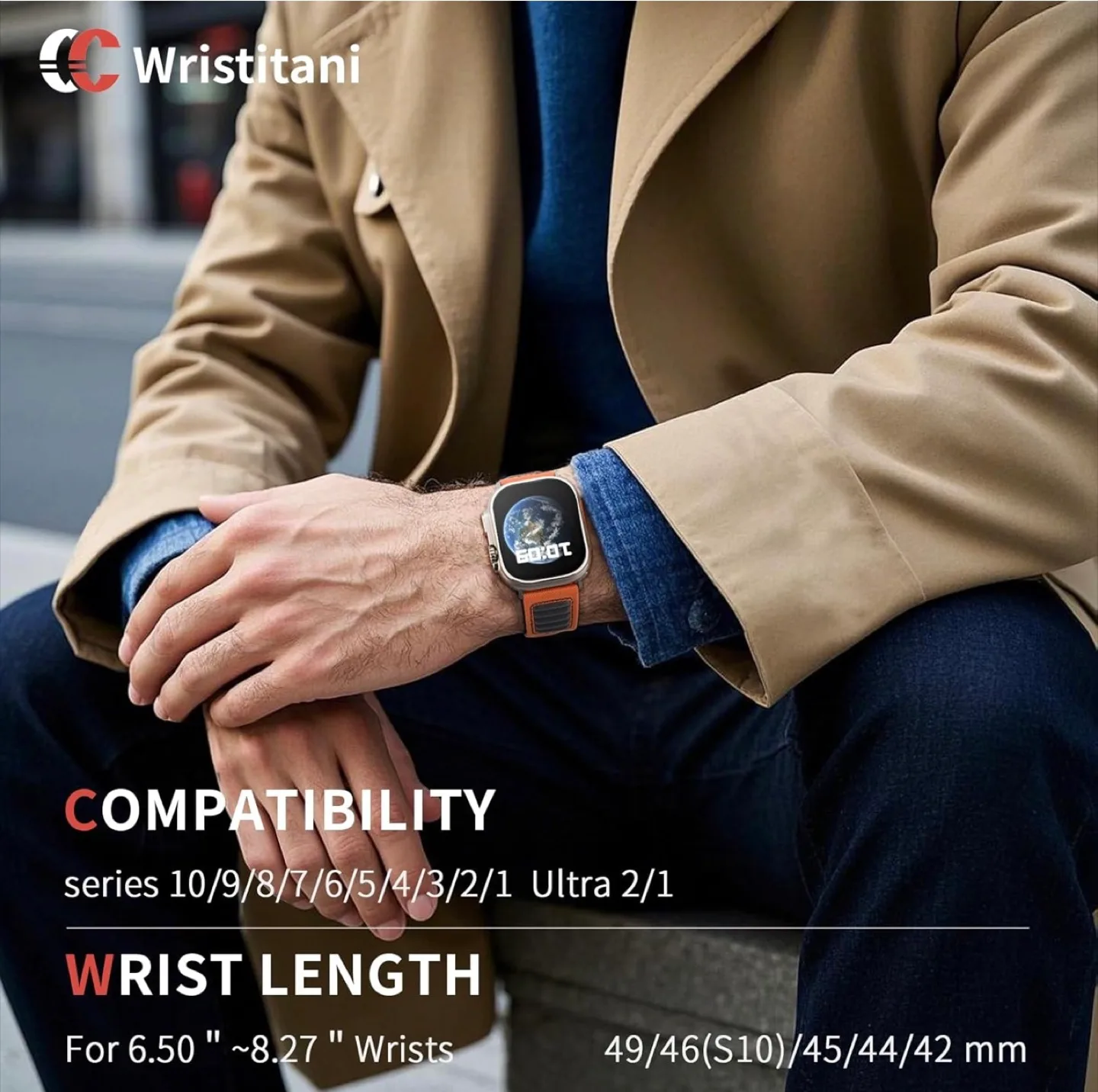 Wristitani Apple Watch Band - Orange Nylon & Leather image indicator(4)