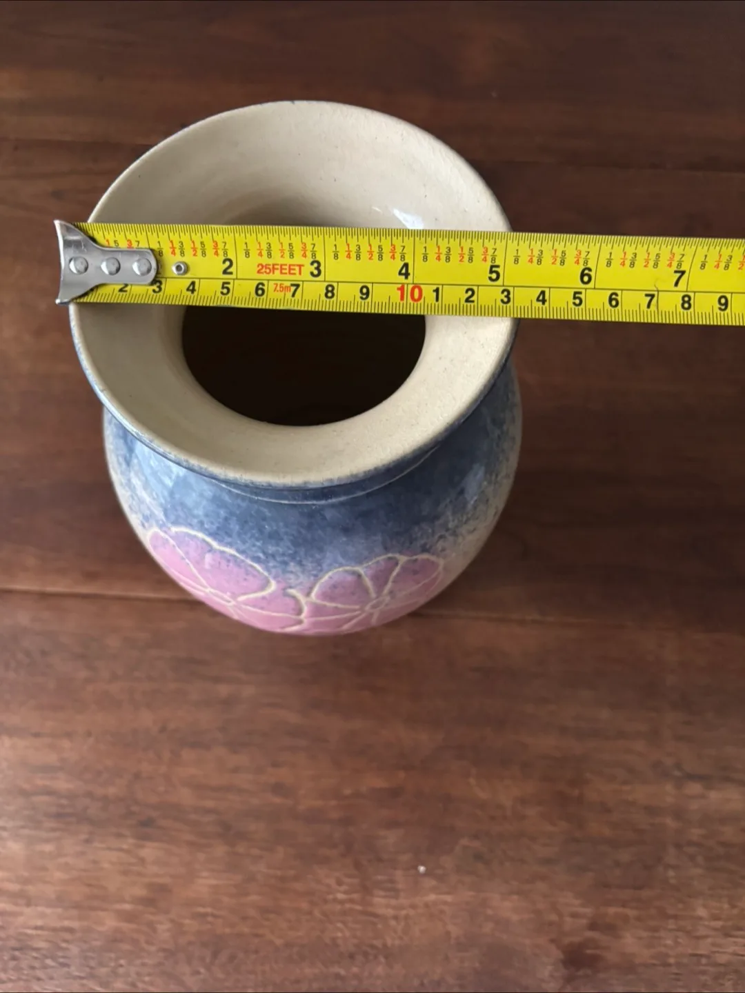 Vintage Pottery Vase with Floral Design image indicator(8)