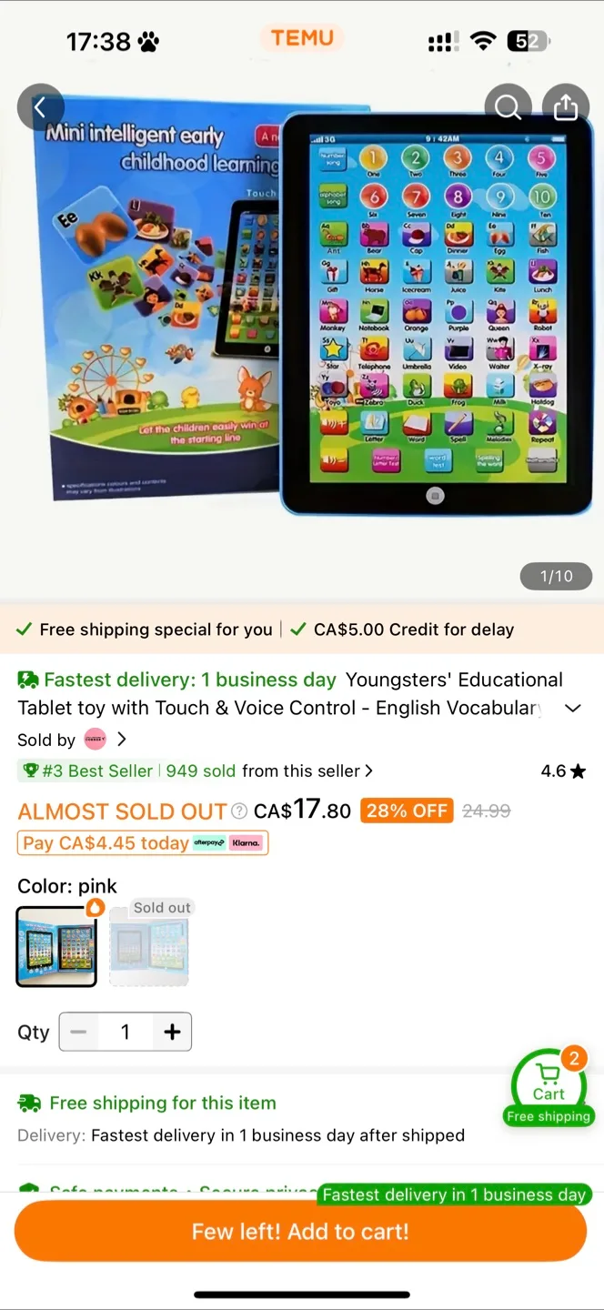 BNIB Mini Intelligent Early Childhood Touch Panel Tablet Toy thumbnail