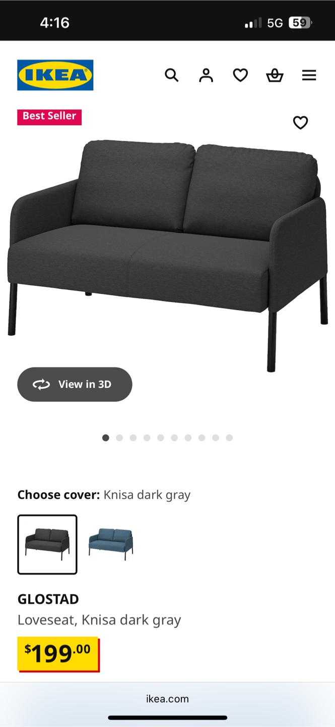 IKEA Loveseat - Dark Grey