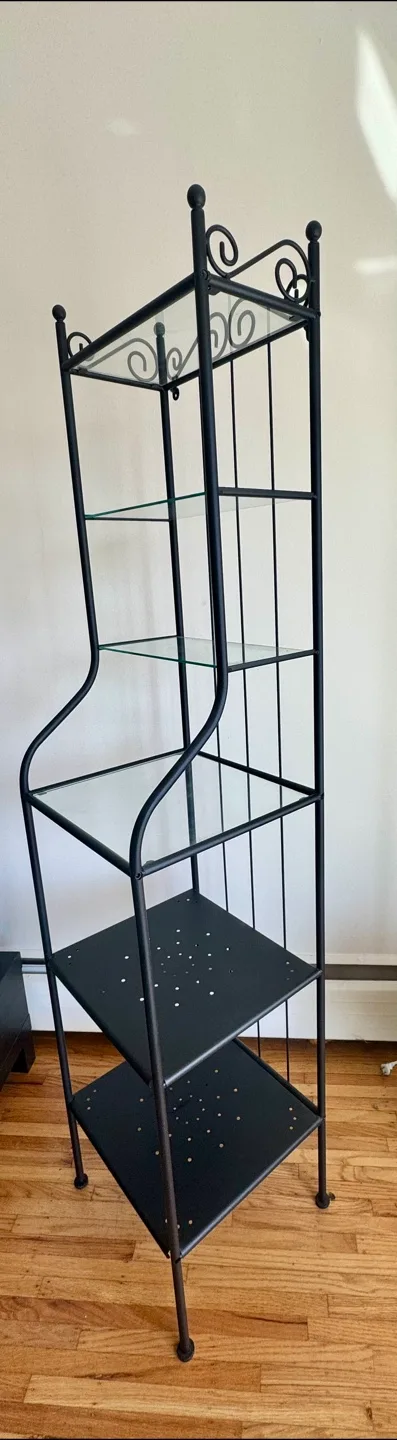Black Metal & Glass 5-Tier Shelf thumbnail