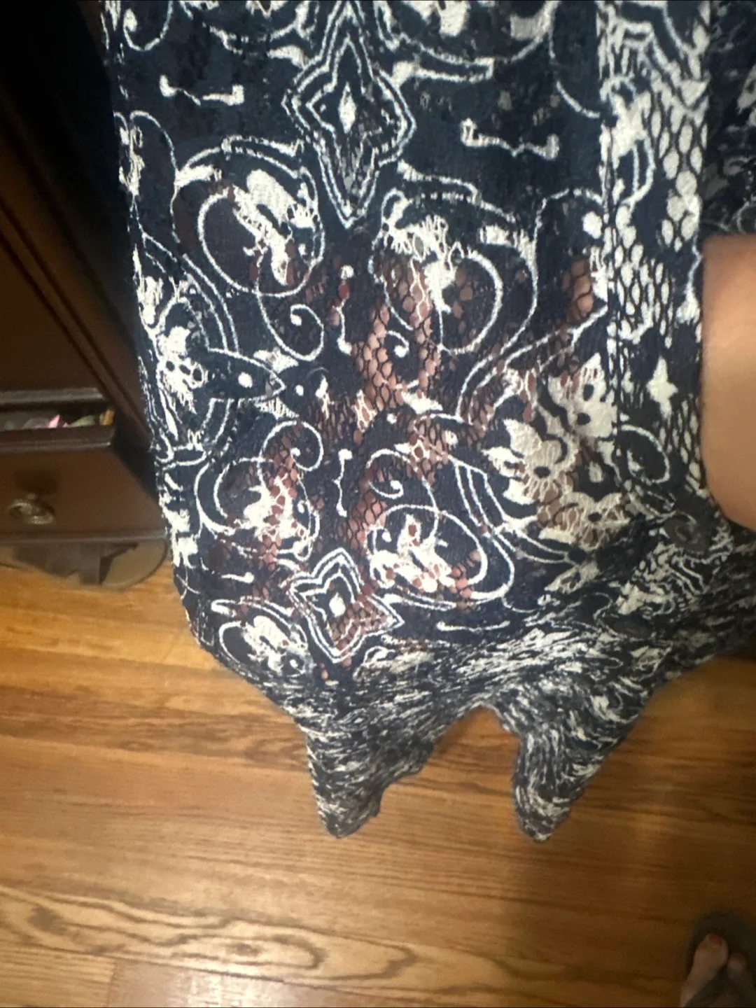 Women's Navy Blue and White Lace Sleeveless Blouse XL image indicator(2)