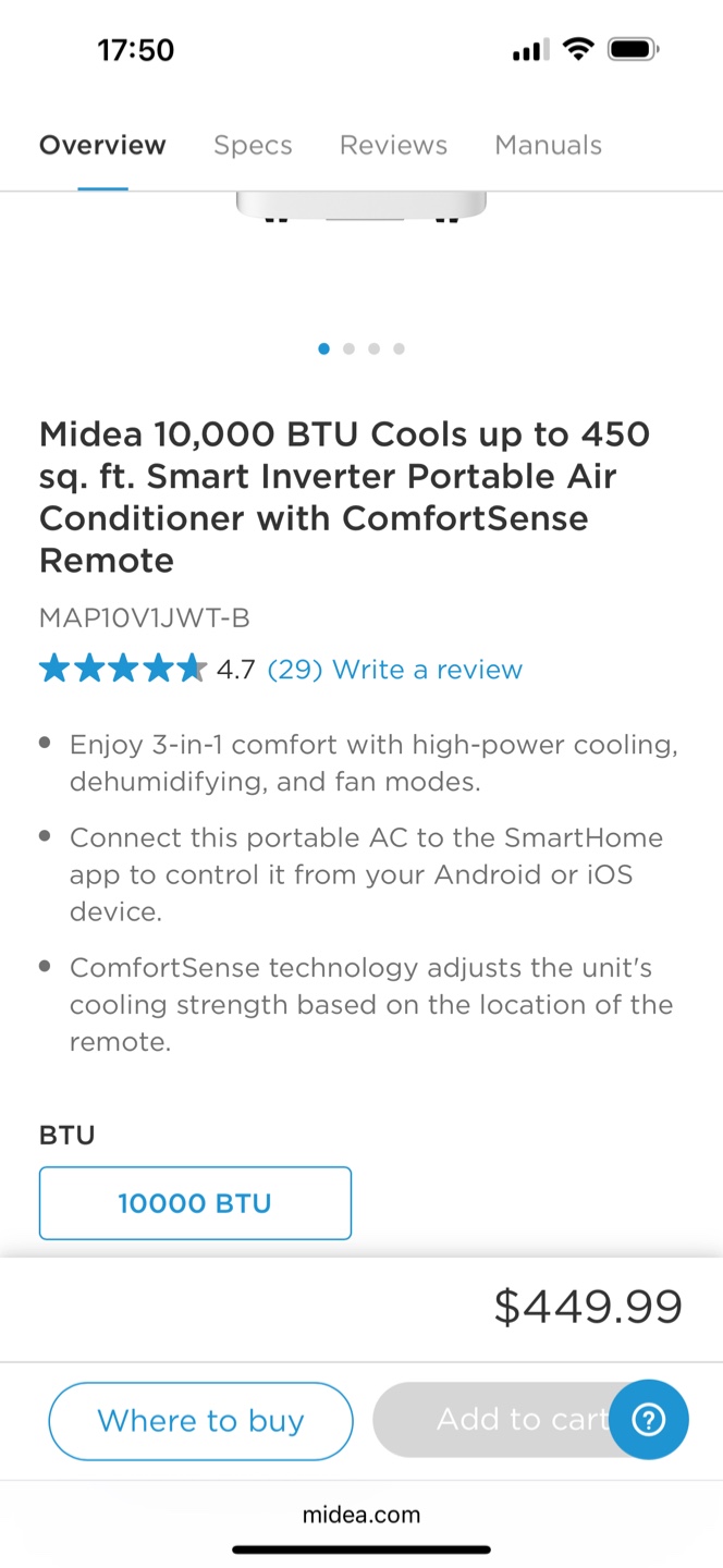 Midea 10,000 BTU Smart Inverter Portable Air Conditioner - photo 4
