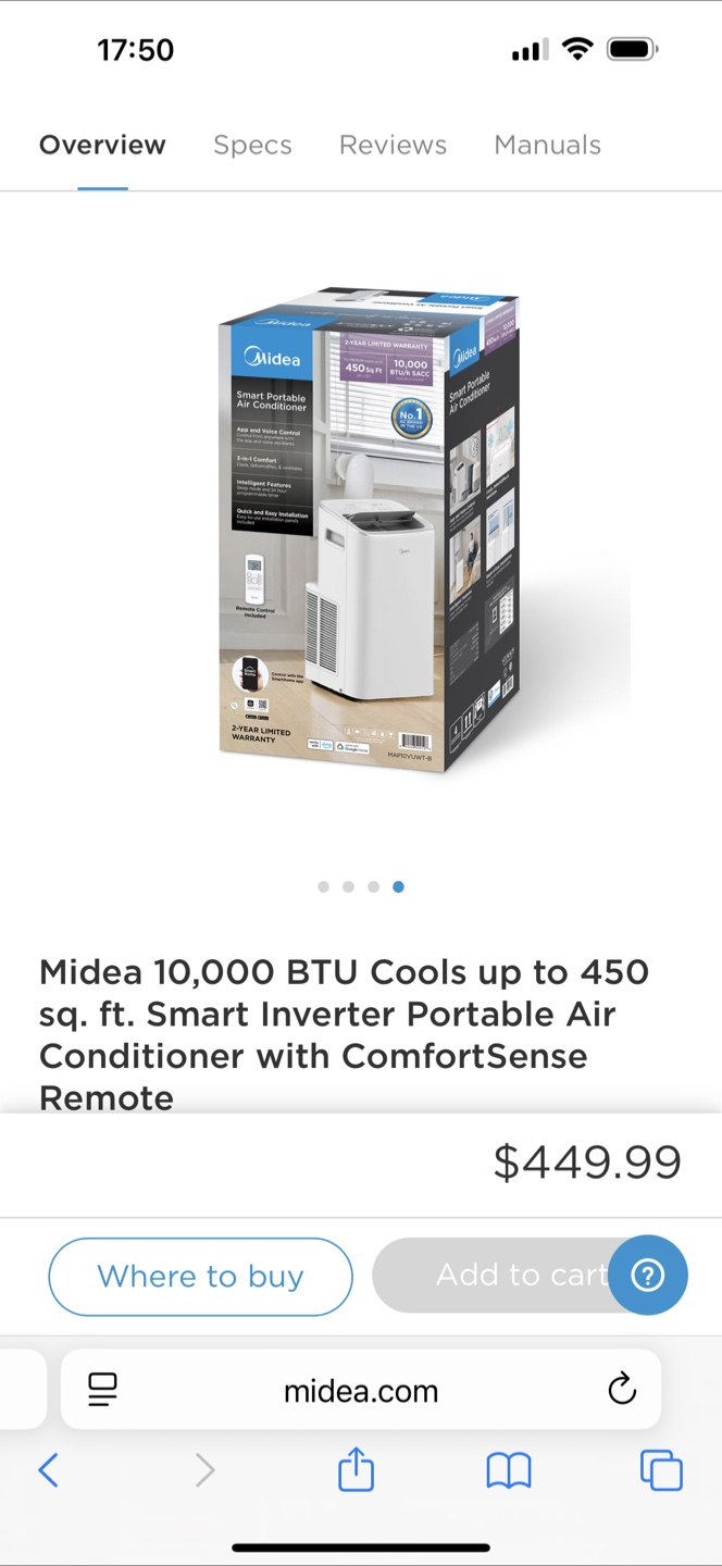 Midea 10,000 BTU Smart Inverter Portable Air Conditioner - photo 2