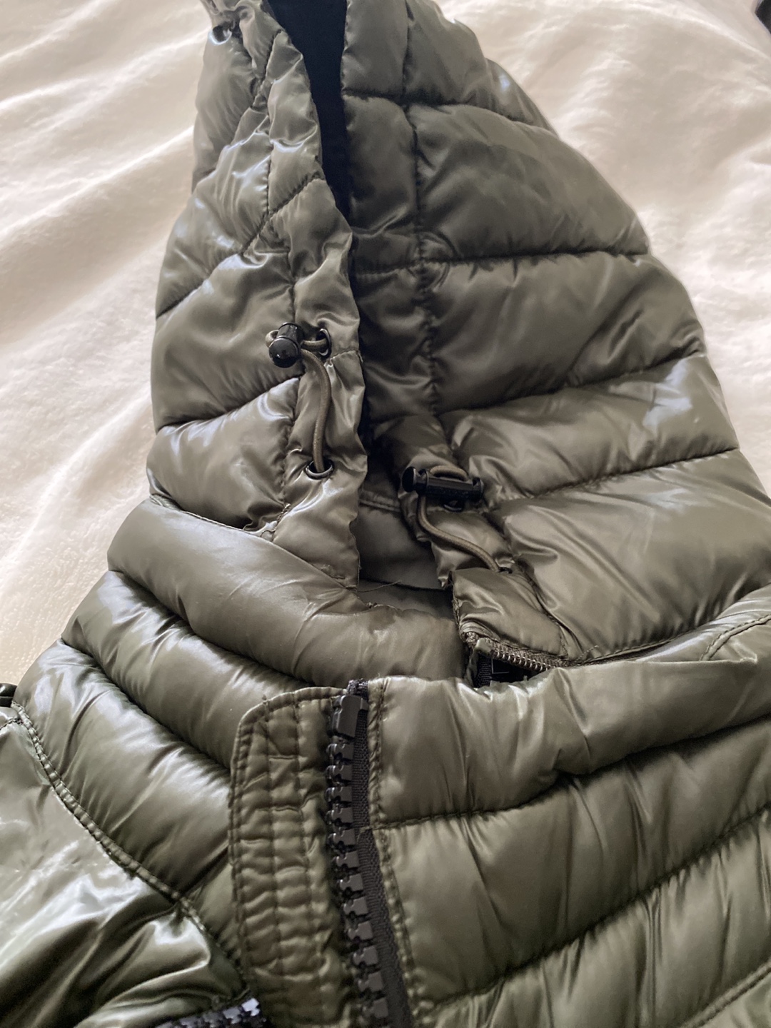 Women's Calvin Klein Olive Green Long Puffer Jacket with Hood - photo 3