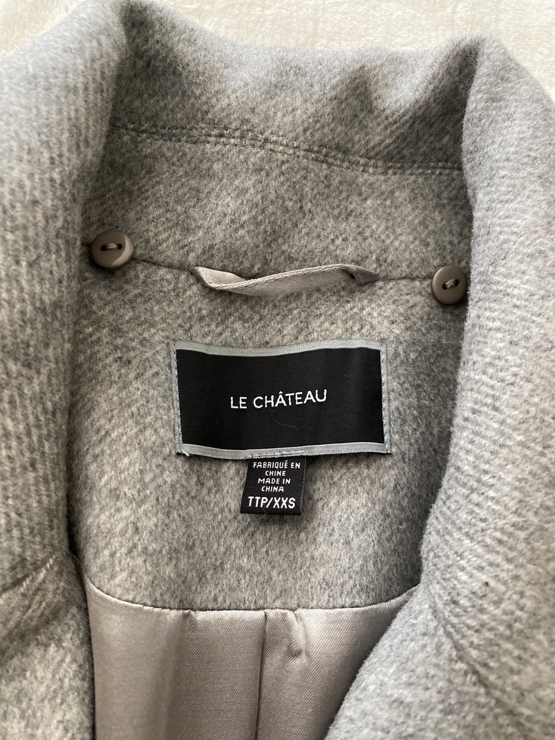 Le Chateau Grey Wool Blend Coat - Size XXS