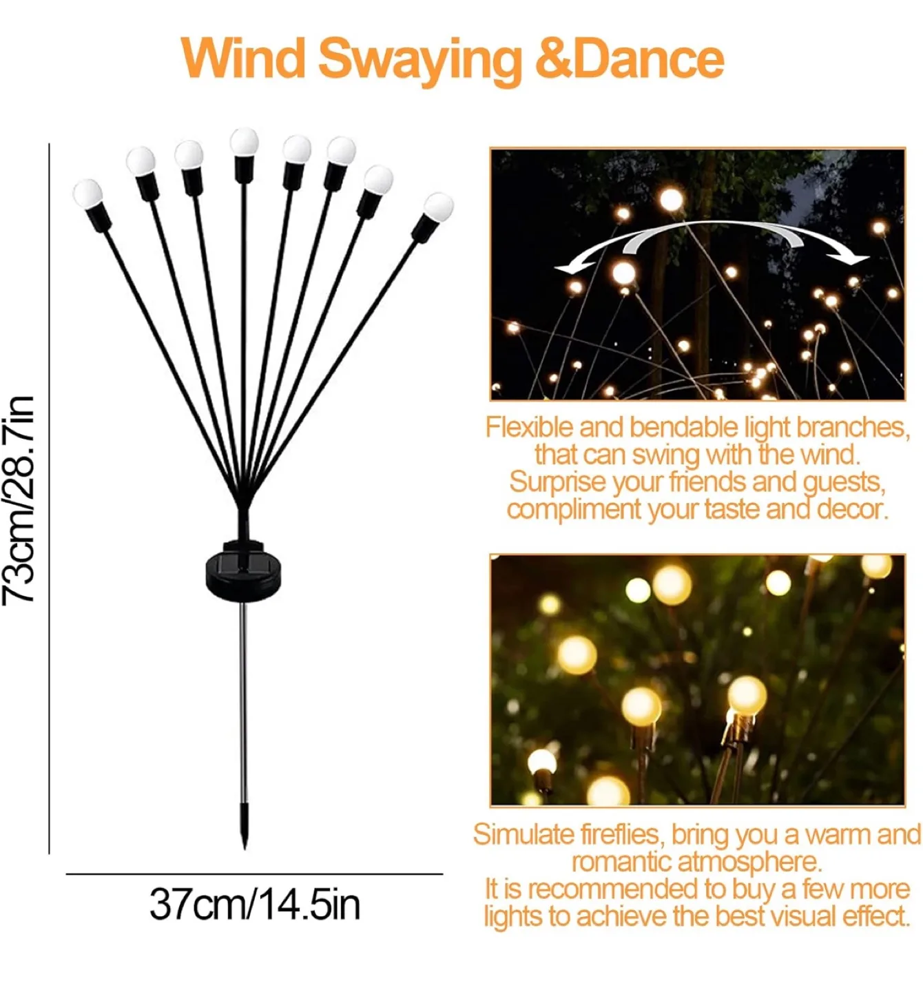 Solar Lights Waterproof 8 Pack 6 LED  Powered Firefly Lights thumbnail