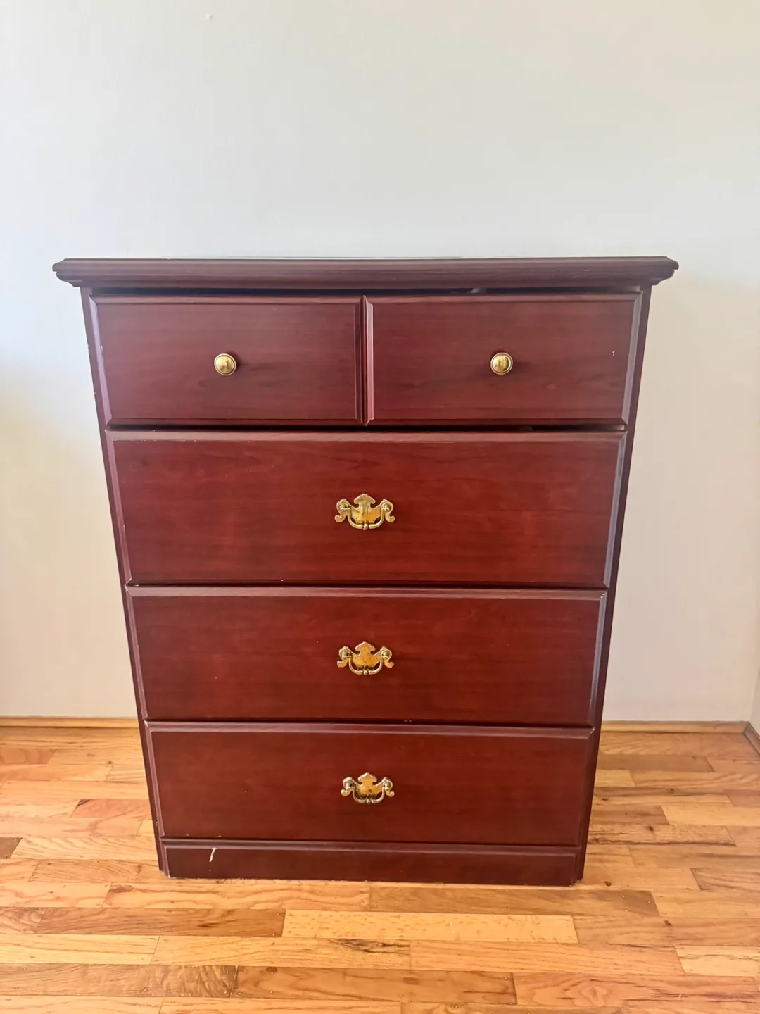 Dark Cherry Wood Chest of Drawers thumbnail