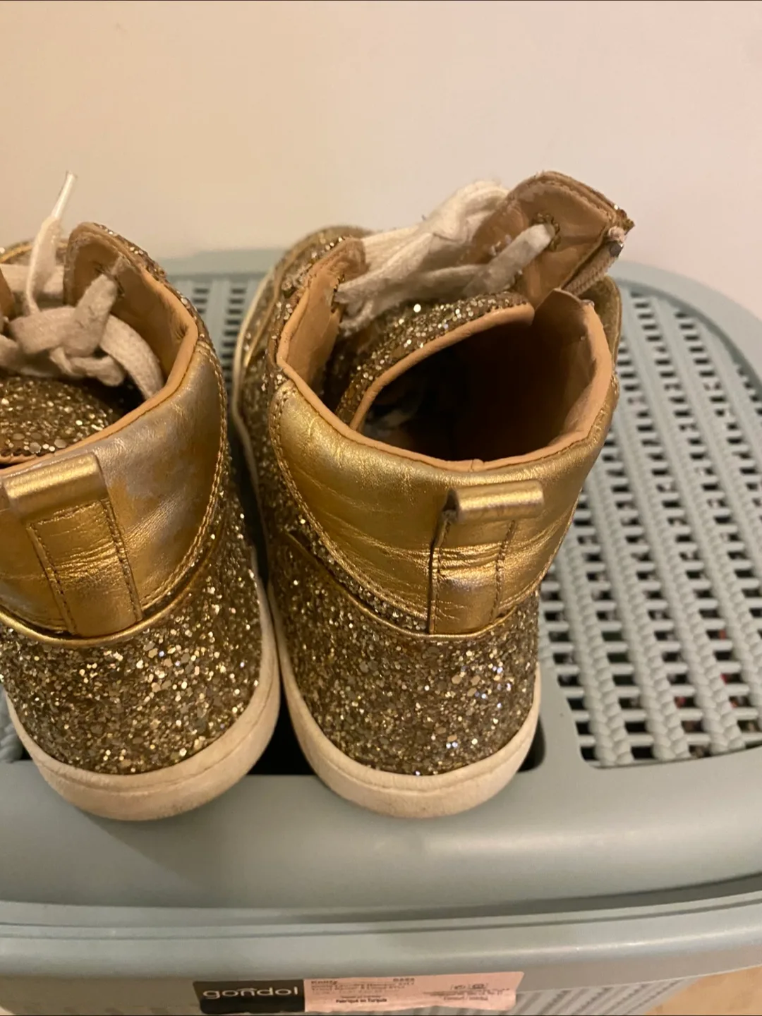 Authentic Moschino high top gold sneakers image indicator(4)