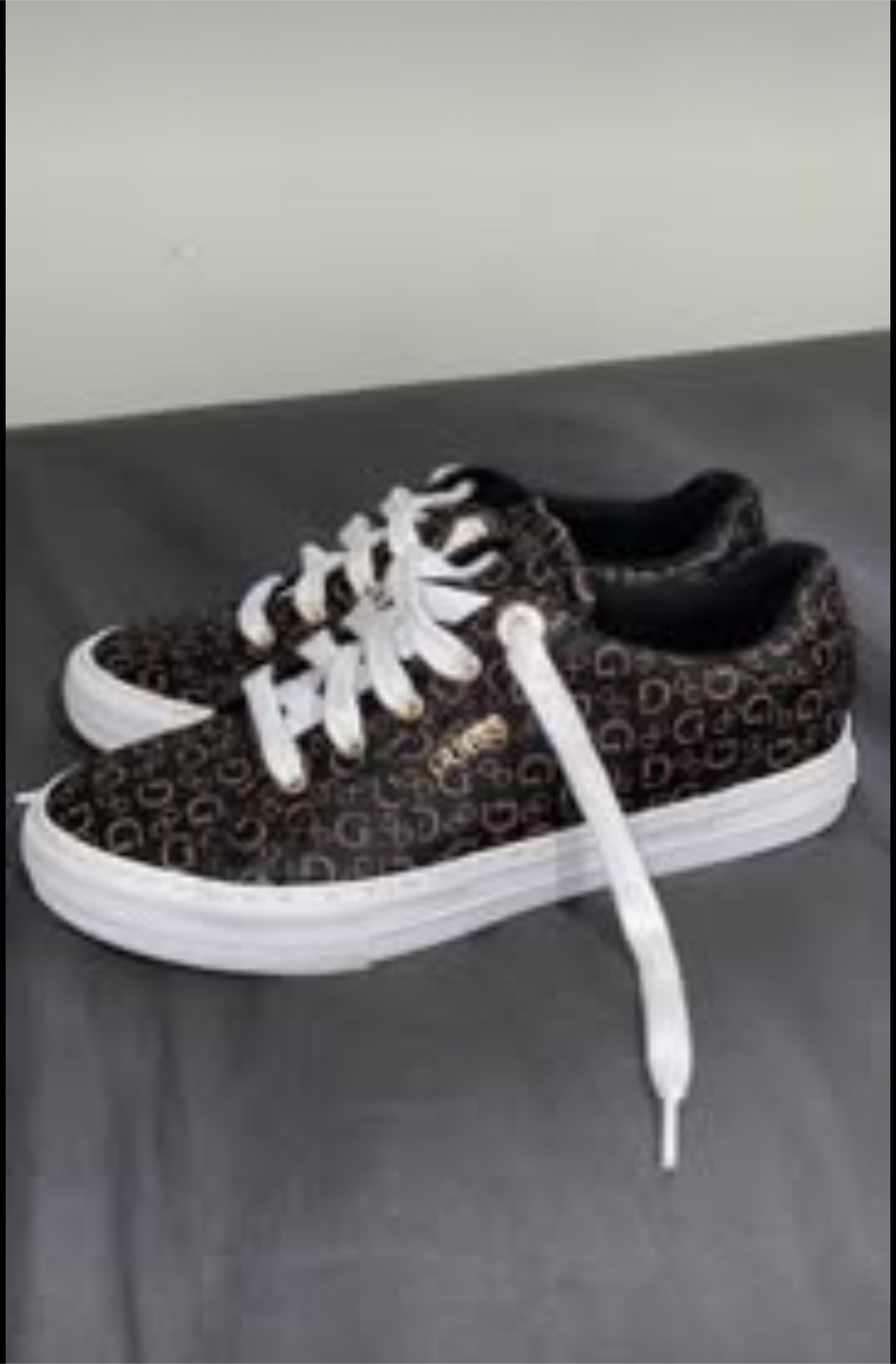 GUESS Black and Rose Gold Logo Sneakers