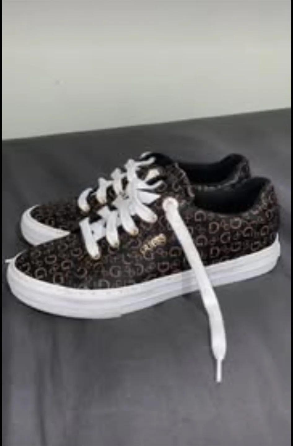 GUESS Black and Rose Gold Logo Sneakers thumbnail