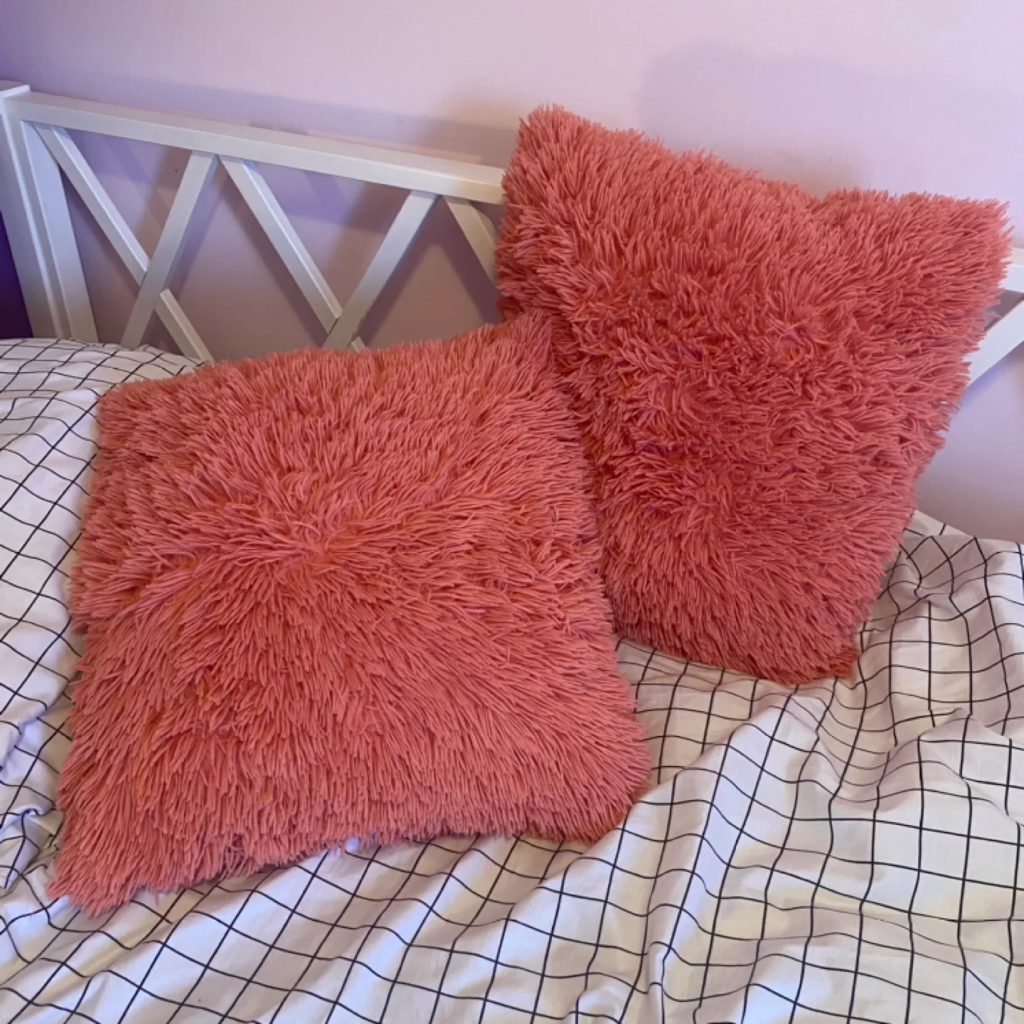 Fluffy Pink Throw Pillows - Set of 2 thumbnail