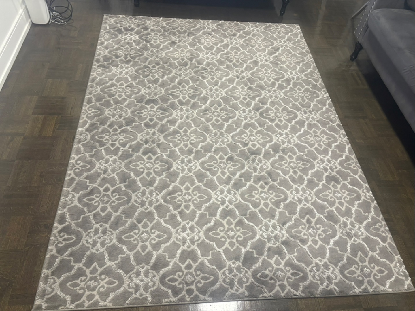 Grey and White patterned rug