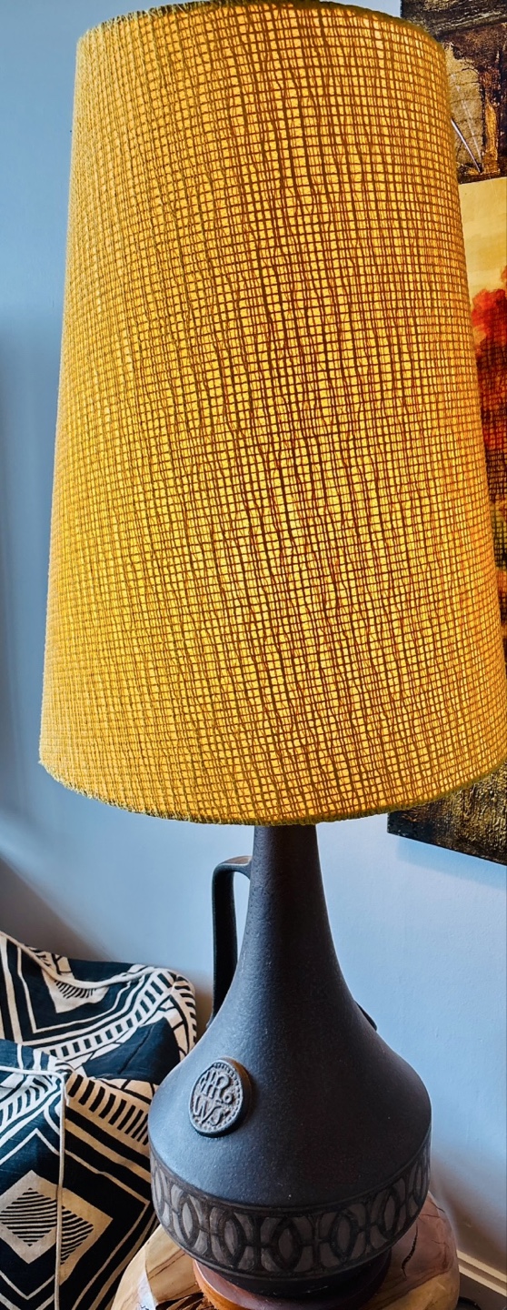 Vintage Mid-Century Modern Table Lamp with Mustard Yellow Shade - photo 2
