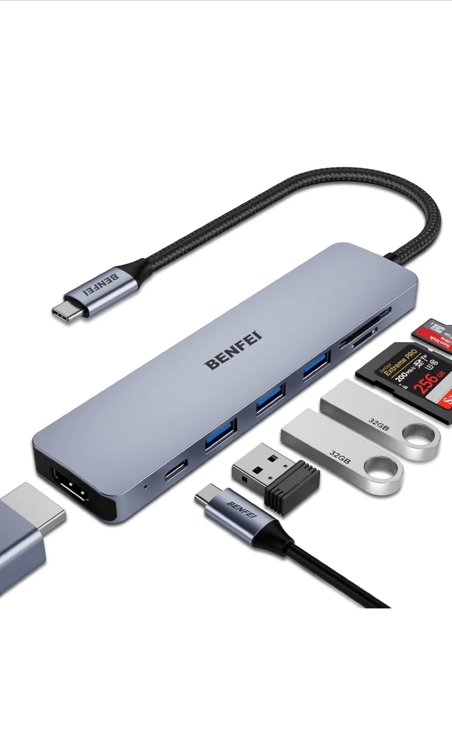 BENFEI 7-in-1 USB-C Hub - Silver thumbnail