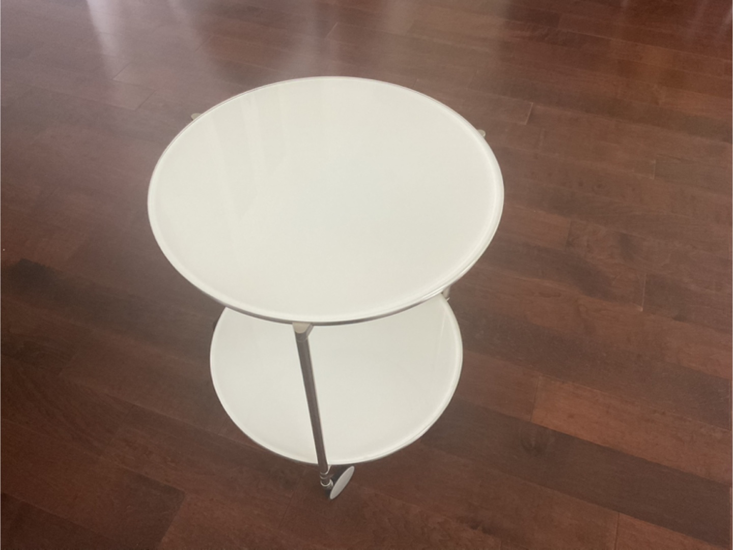 Two-Tiered Serving Cart with White Glass Shelves - photo 2