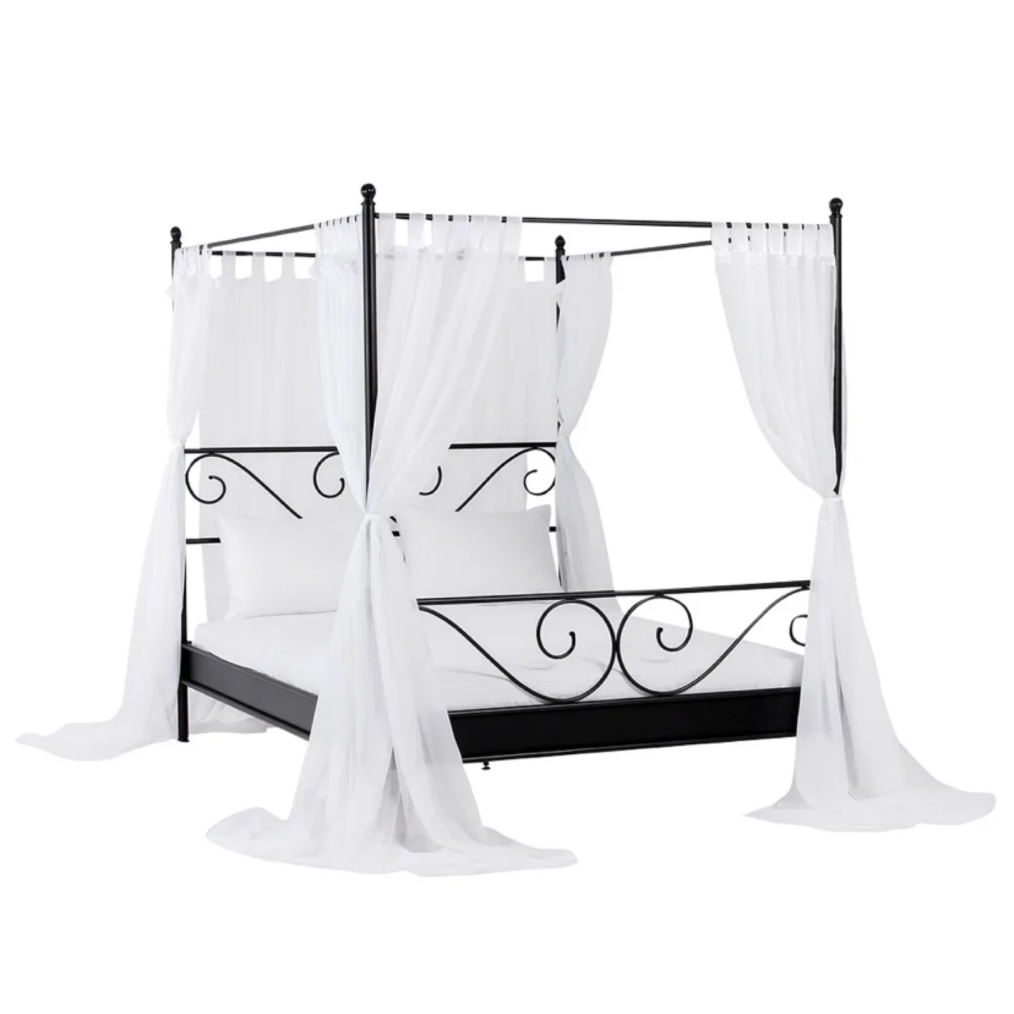 Black Metal Four Poster Canopy Bed Frame (Full)