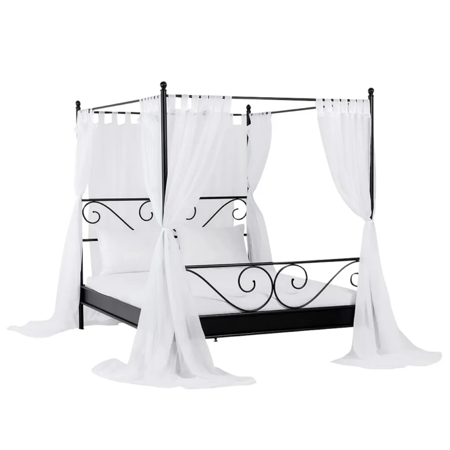 Black Metal Four Poster Canopy Bed Frame (Full) thumbnail