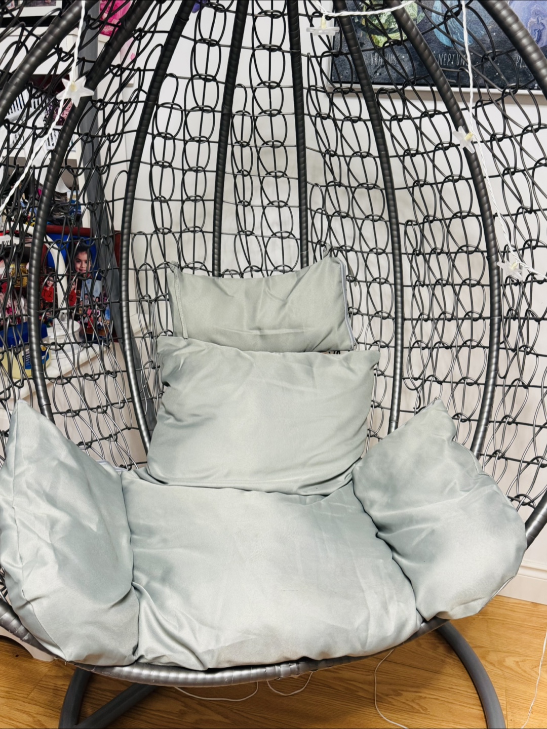 Grey Hanging Egg Chair with Cushions - photo 2