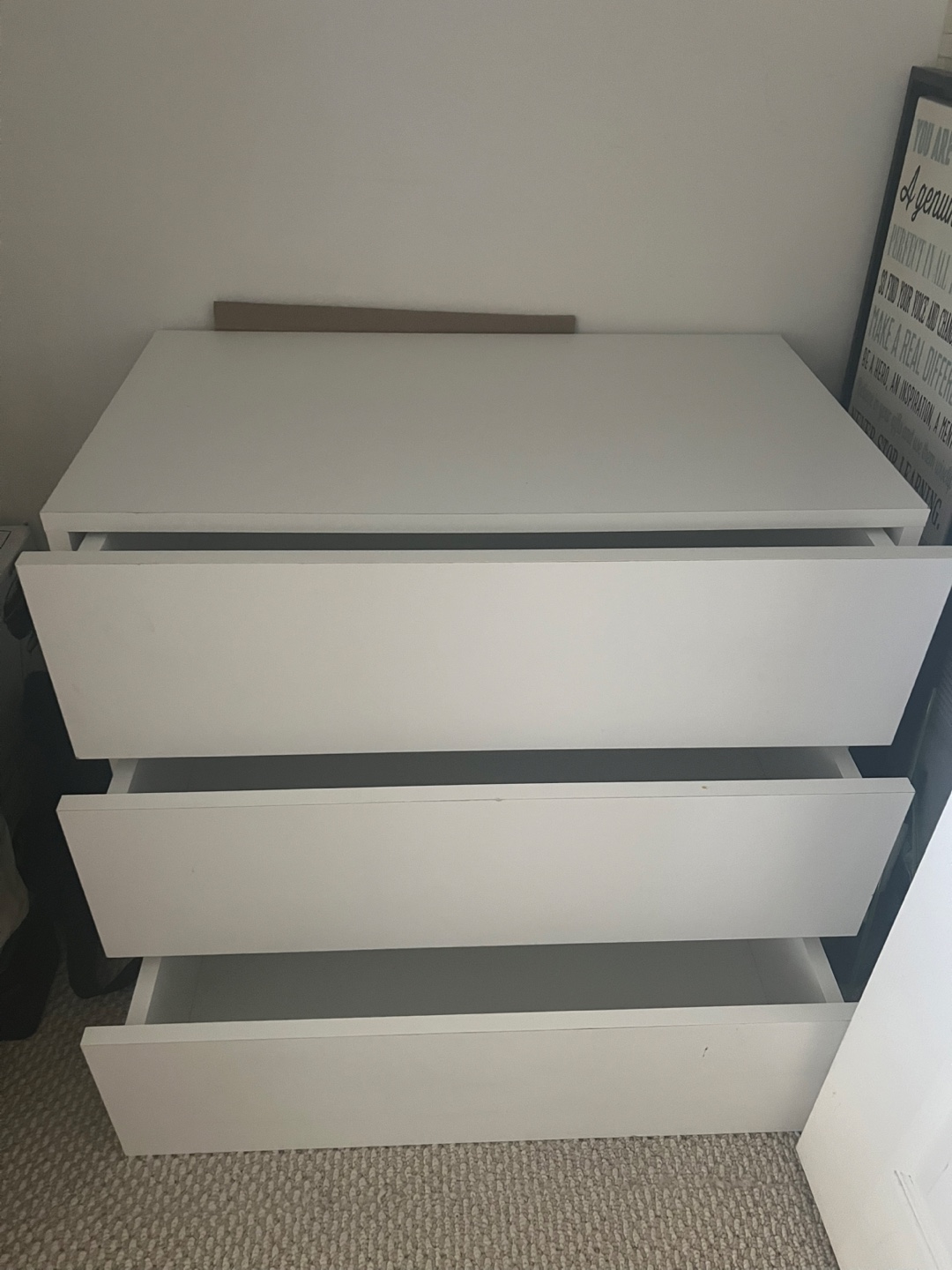 White Three-Drawer Dresser