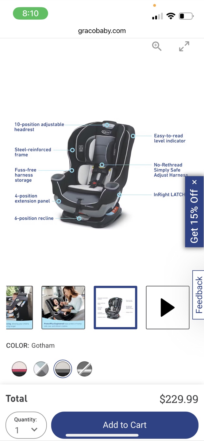 Graco Extend2Fit Convertible Car Seat - Gotham - photo 3