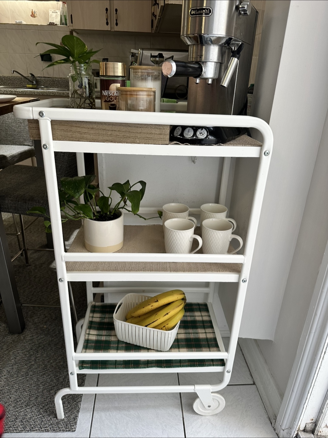 Three-tier rolling cart