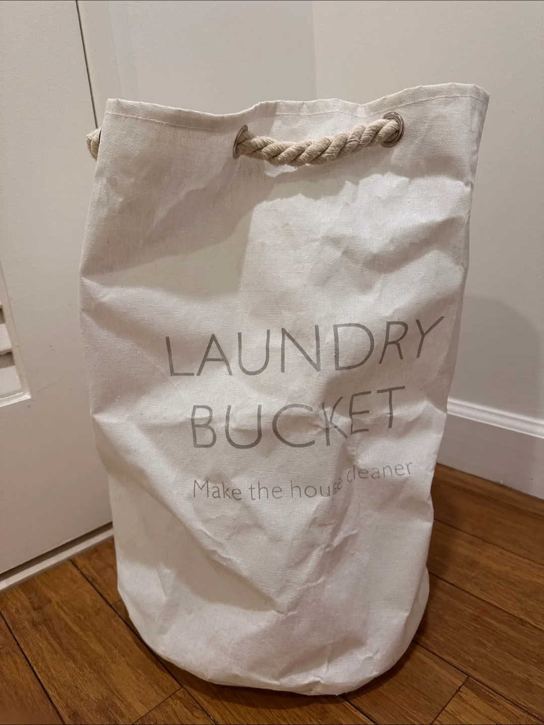 White Canvas Laundry Basket thumbnail