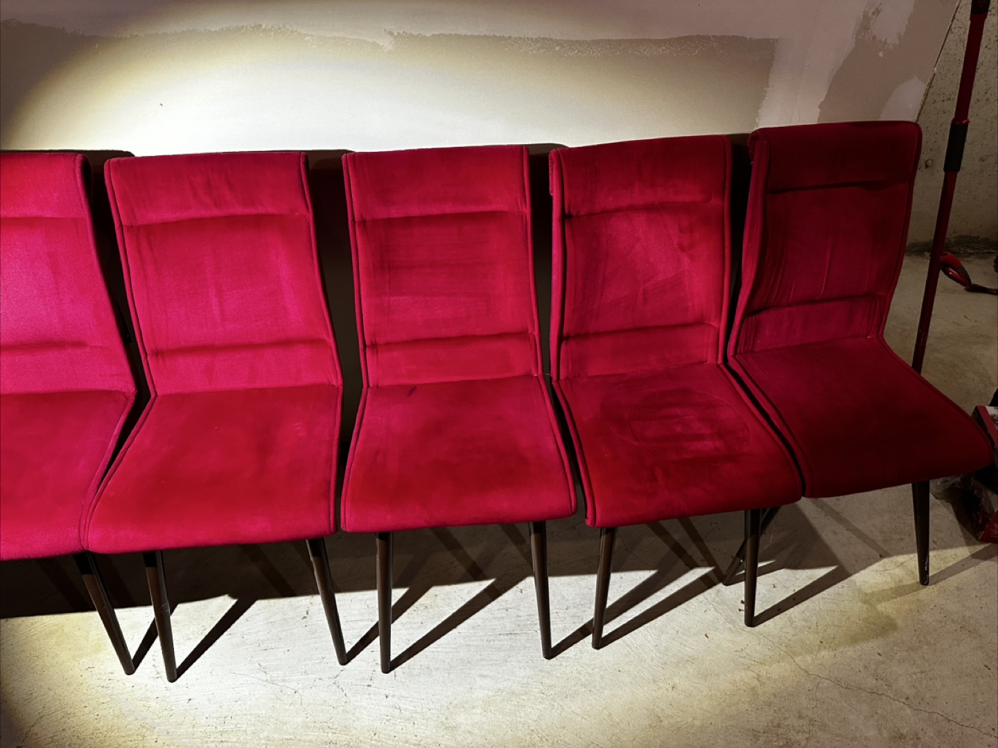Six Burgundy Velvet Dining Chairs - photo 4