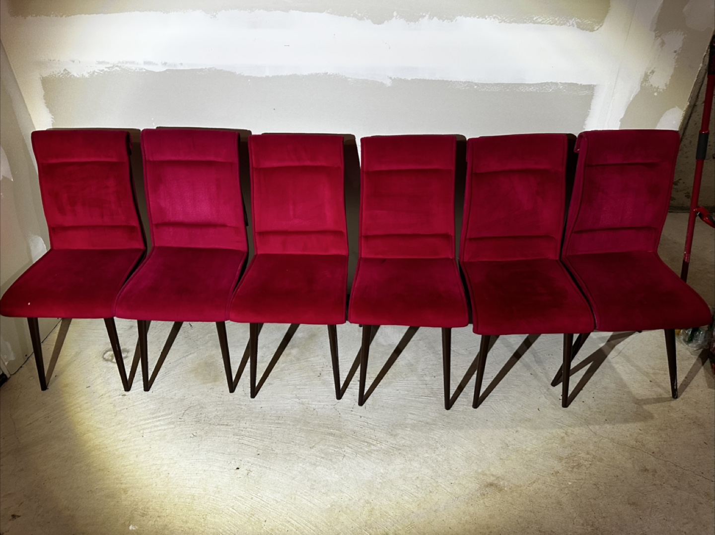 Six Burgundy Velvet Dining Chairs - photo 2