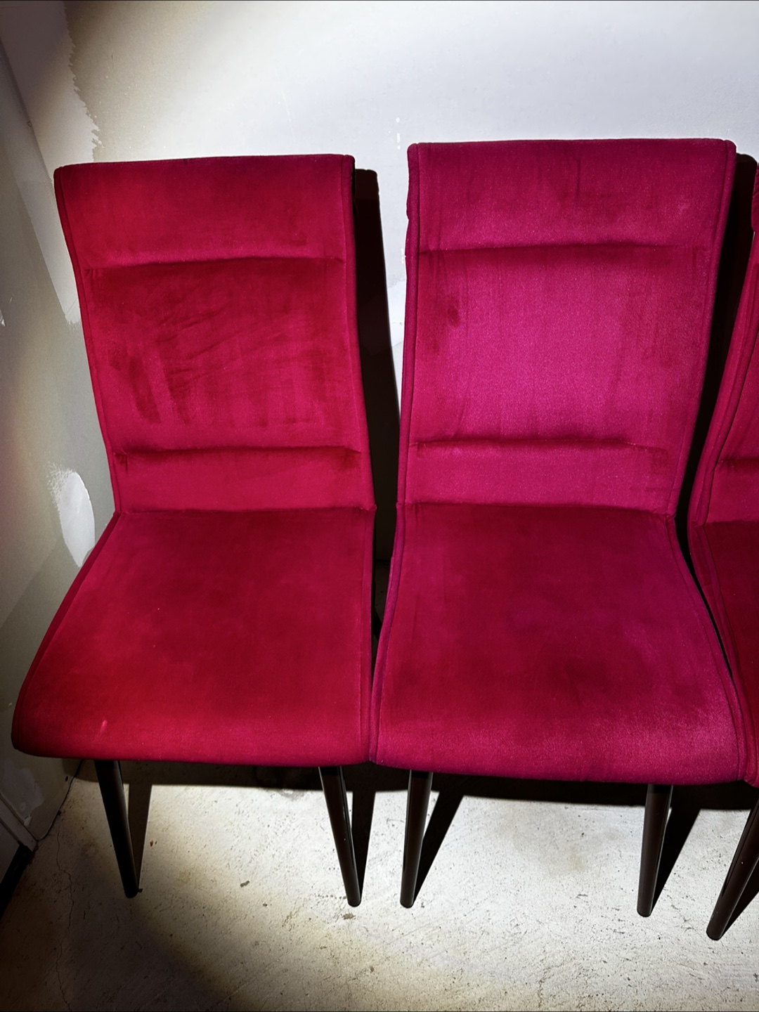 Six Burgundy Velvet Dining Chairs - photo 3