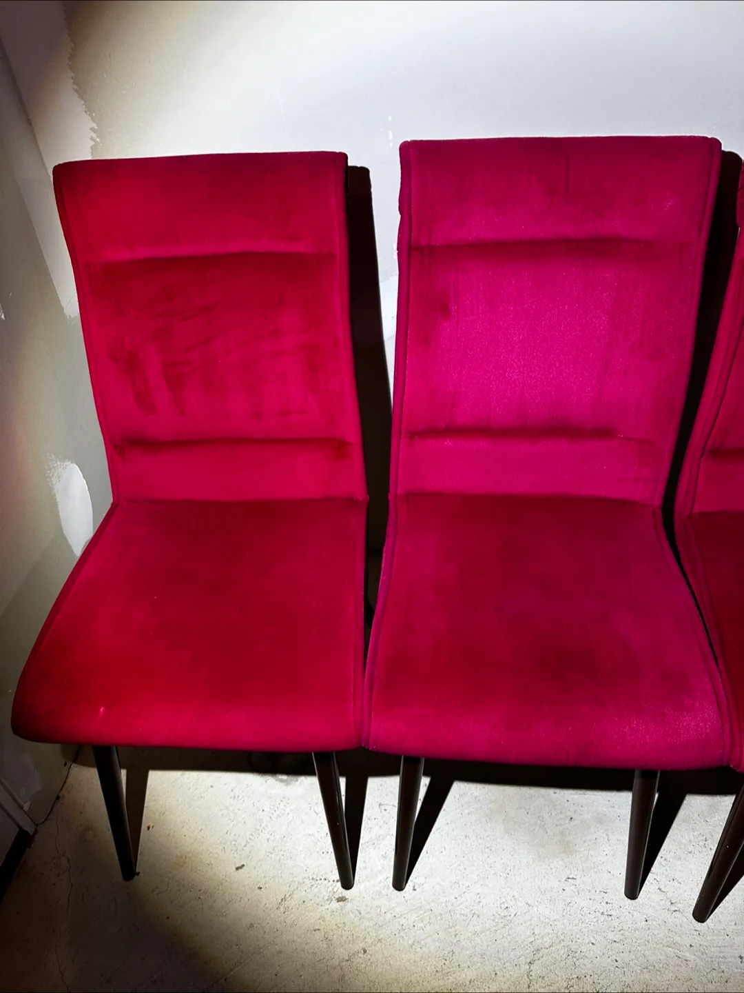 Six Burgundy Velvet Dining Chairs image indicator(3)