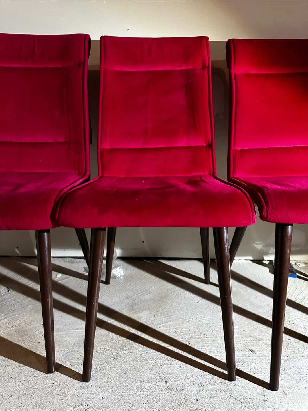 Six Burgundy Velvet Dining Chairs image indicator(6)