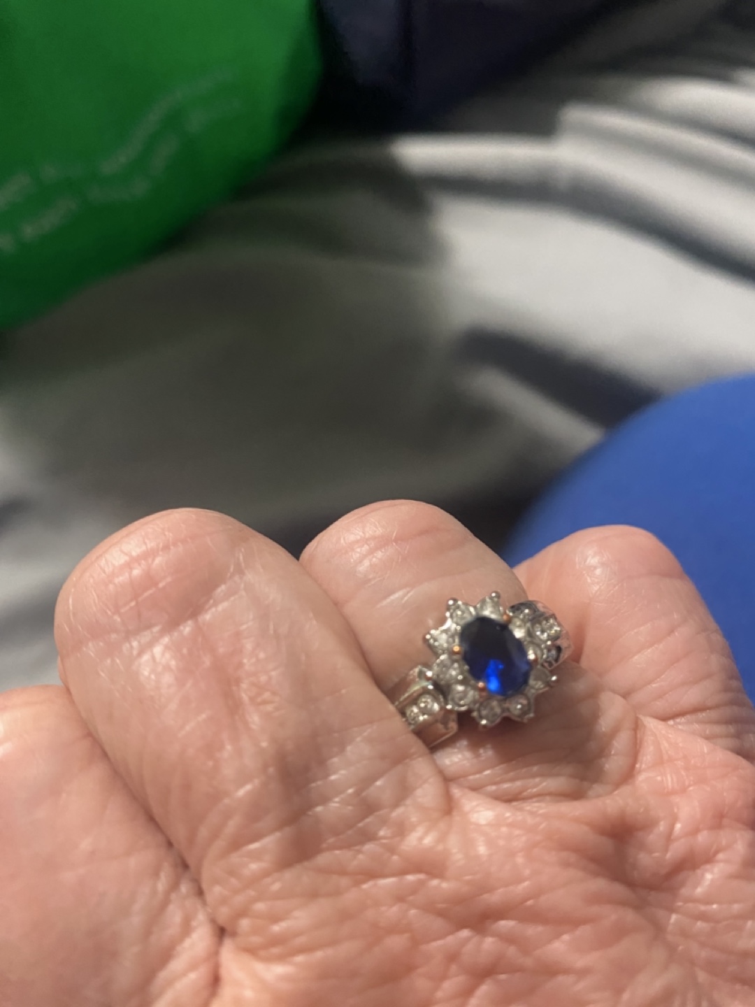 Elegant Blue Sapphire and Diamond like Ring