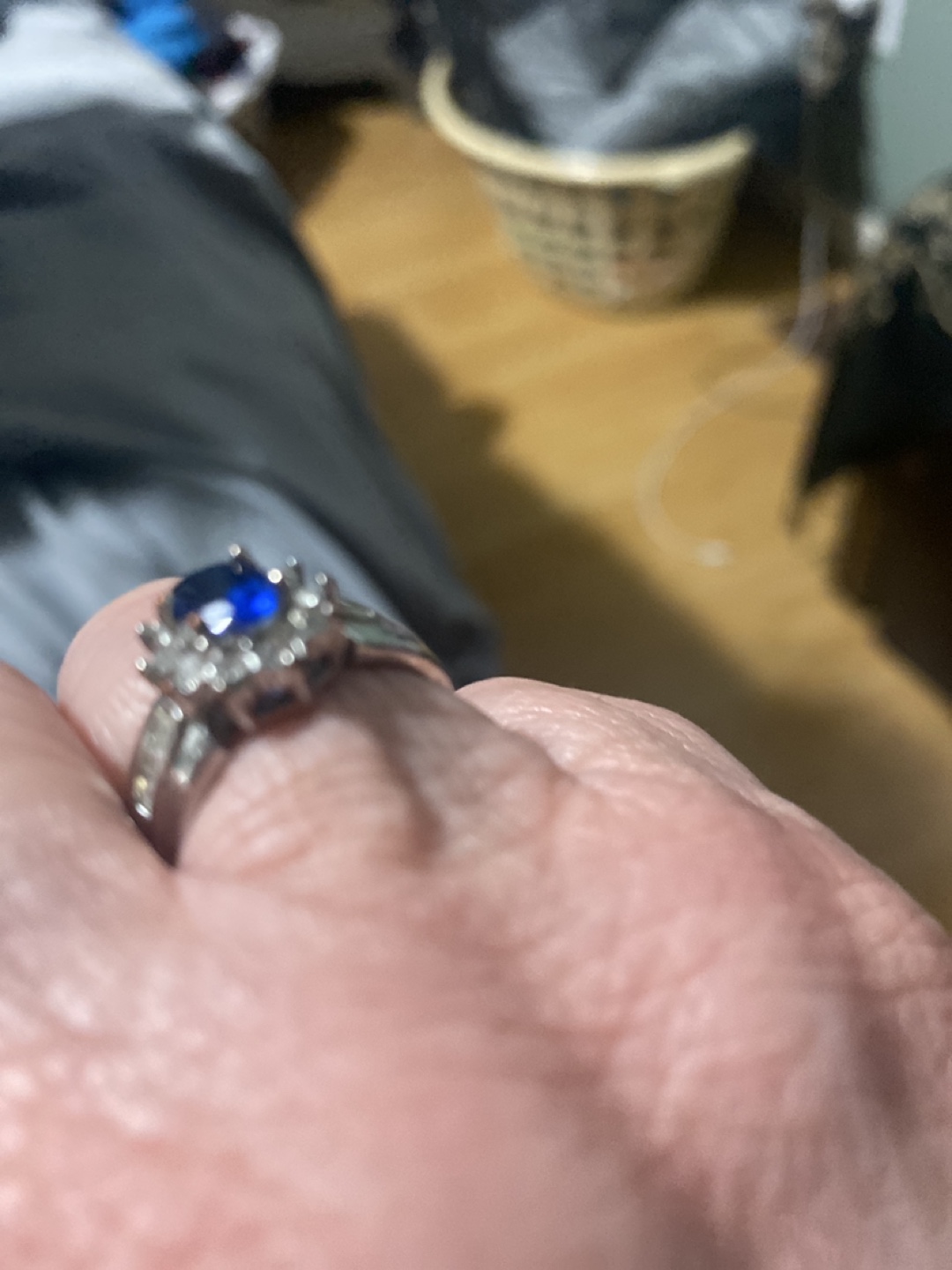Elegant Blue Sapphire and Diamond like Ring - photo 2