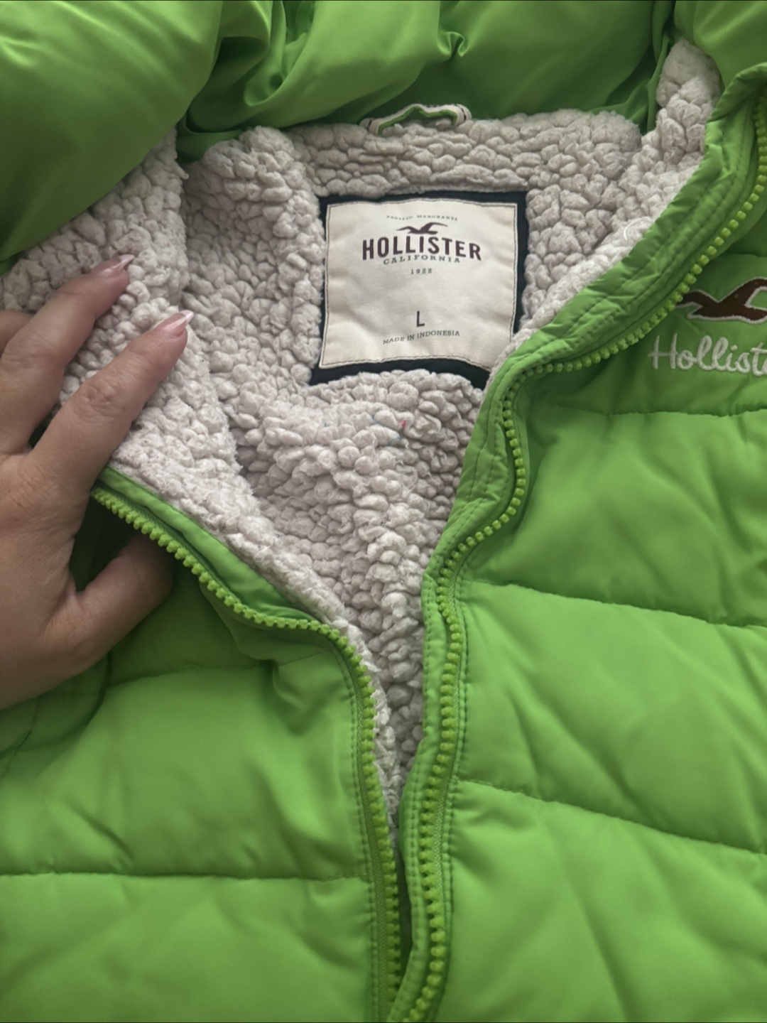 Hollister Lime Green Puffer Jacket Size Large - photo 3